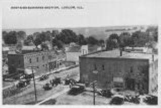 View of commercial buildings in Ludlow 1920's era